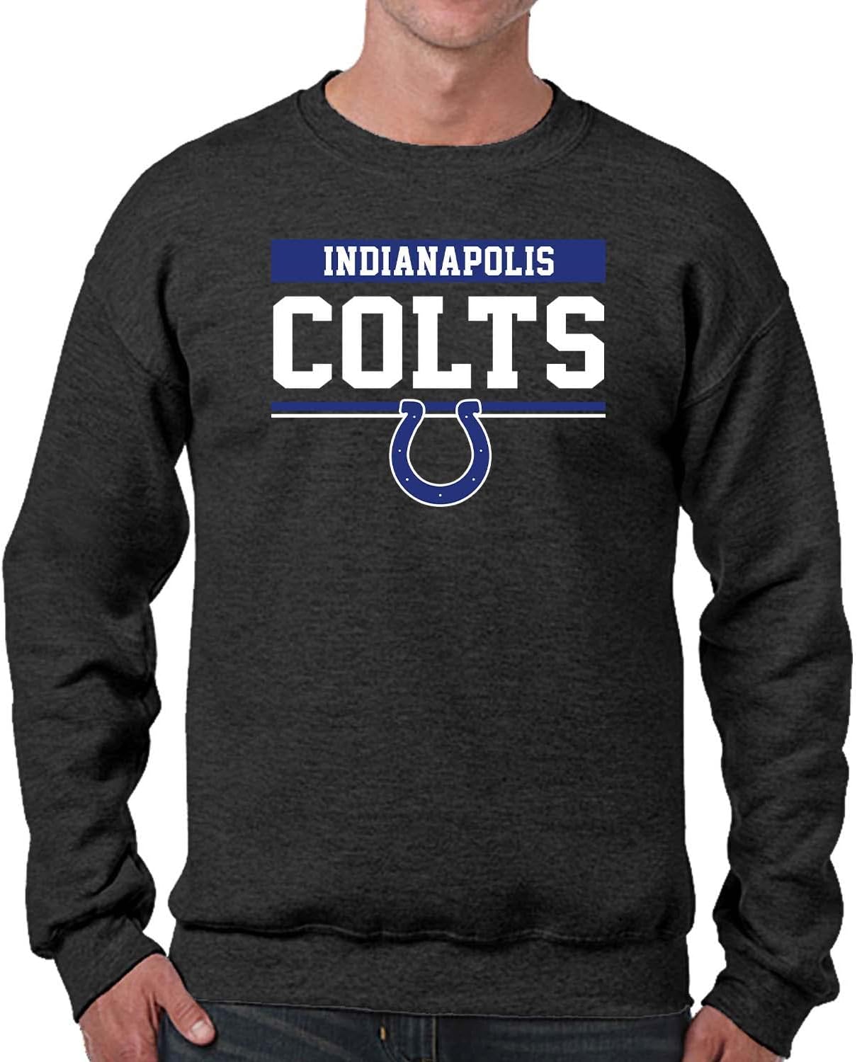 Team Fan Apparel NFL Adult Long Sleeve Team Block Charcoal Crewneck Sweatshirt - Stay Warm & Represent Your Team With Style