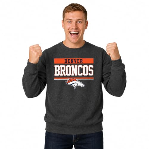 Team Fan Apparel NFL Adult Long Sleeve Team Block Charcoal Crewneck Sweatshirt - Stay Warm & Represent Your Team With Style