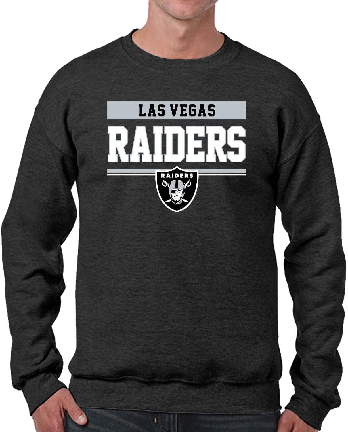 Team Fan Apparel NFL Adult Long Sleeve Team Block Charcoal Crewneck Sweatshirt - Stay Warm & Represent Your Team With Style