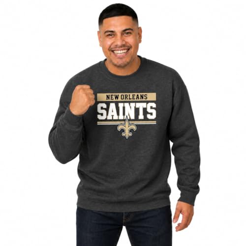 Team Fan Apparel NFL Adult Long Sleeve Team Block Charcoal Crewneck Sweatshirt - Stay Warm & Represent Your Team With Style