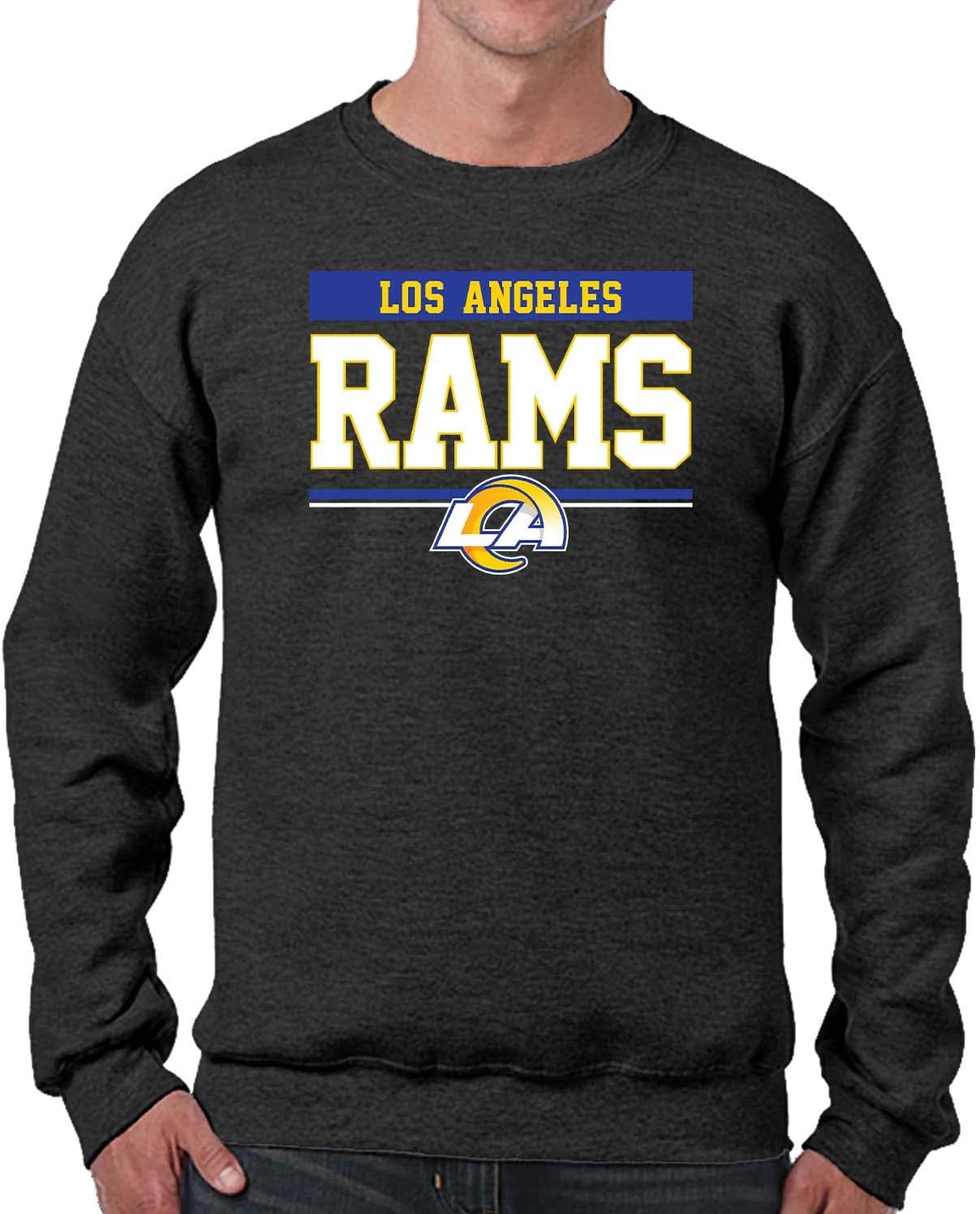 Team Fan Apparel NFL Adult Long Sleeve Team Block Charcoal Crewneck Sweatshirt - Stay Warm & Represent Your Team With Style
