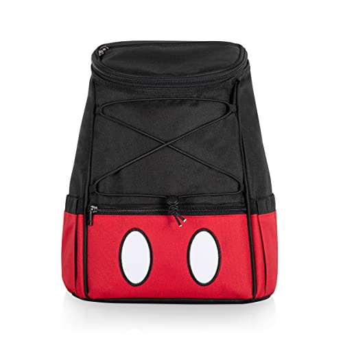 PICNIC TIME Disney Mickey Mouse Backpack Cooler, Insulated Leakproof Soft Cooler Backpack, Waterproof Beach Lunch Bag, Portable Hiking Backpack Ice Chest, Picnic & Travel Bag (Black with Red Pattern)