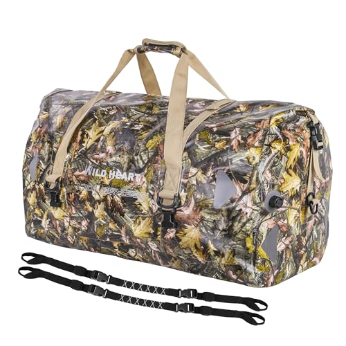 WILD HEART Waterproof Motorcycle Duffel Bag PVC500D Double-bottom With Rope Straps and Inner Pocket 40L 66L 100L for Kayaking, Camping, Boating,Motorcycle