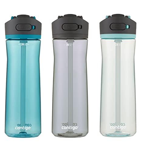 Contigo Ashland 2.0 Water Bottle with AUTOSPOUT Lid | Tritan Water Bottle 24oz. 3 Pack Juniper & Sake & Bubble Tea