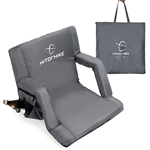 HITORHIKE Stadium Seat for Bleachers or Benches Portable Reclining Foldable Type Stadium Seat Chair with Padded Cushion Chair Back and Armrest Support