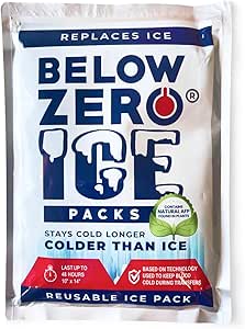 Below Zero Jumbo Size Reusable Ice Packs for Large Coolers and Lunch Bags  Patent Pending Coldest and Longest Lasting Technology, 48 Hour Cooling Ice Gel Pack - Extra Large 14x10