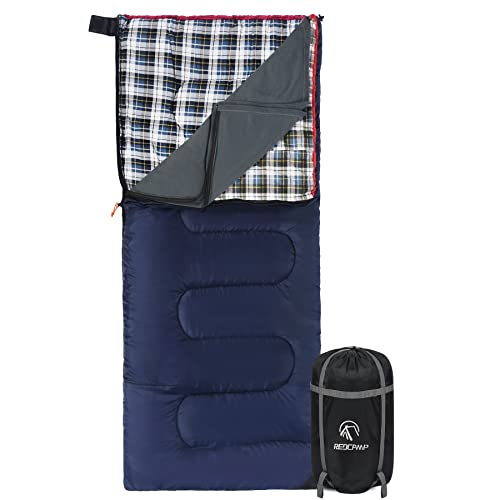 REDCAMP Cotton Flannel Sleeping Bag for Camping Backpacking, Adults Cold Weather Envelope Sleeping Bags with 2/3/4lbs Filling