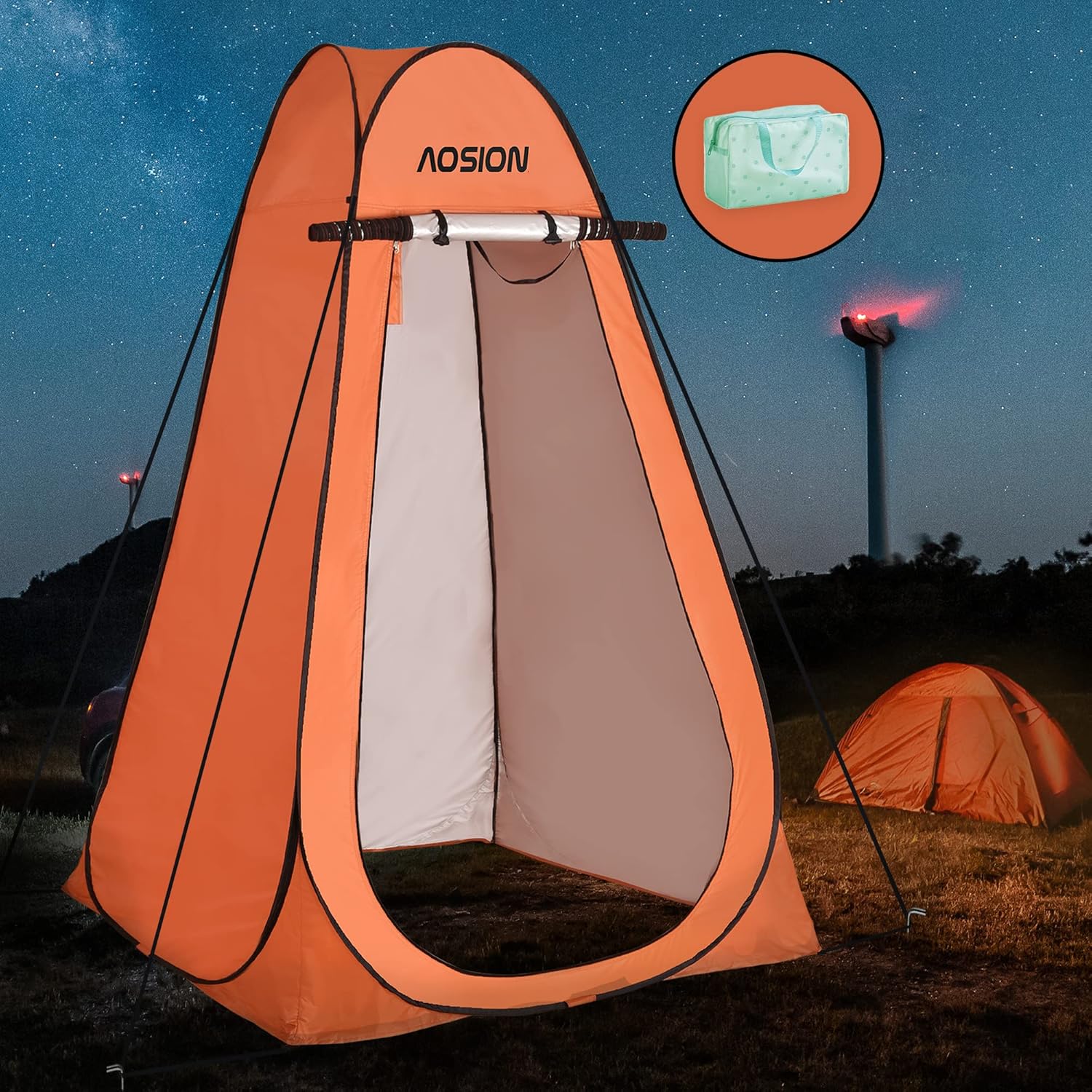 AOSION Privacy Shower Tent,Pop Up Changing Tent,Camp Bathroom Changing Dressing Room,Sun Sunshade Canopy Outdoor Rain Shelter for Camping Hiking Beach Picnic Fishing. (Orange)
