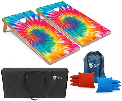 Tailgating Pros Cornhole Board Set w/Bean Bags and Carrying Case - 4'x2' Corn Hole Toss - Tournament and Lightweight Options - Optional LED Lights