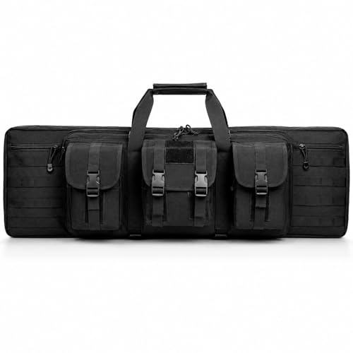 Soft Rifle Case 32'' 36" 42" 48'' Tactical Long Double Rifle Backpack Gun Bag for Hunting Shooting Range, Firearm Transportation with Lockable Zipper and Molle System