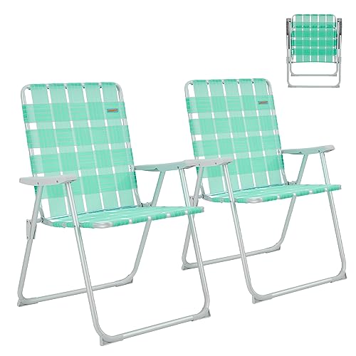 #WEJOY Folding Beach Chair for Adults, Lightweight Beach Chair with Shoulder Straps, High Back Beach Chairs with Hard Armrest, Supports 300lbs for Beach Lawn Concert