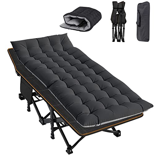ABORON Camping Cot for Adult 28" Extra Wide, Heavy-Duty 1200D Oxford Cot for Sleeping, Portable Folding Camp Bed with Mat & Carry Bag
