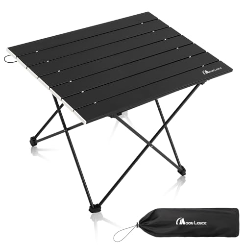 MOON LENCE Folding Outdoor Aluminum Camping Table Portable Ultralight Compact Backpacking Travel Table for Beach, Picnics, Hiking (Black, Large)