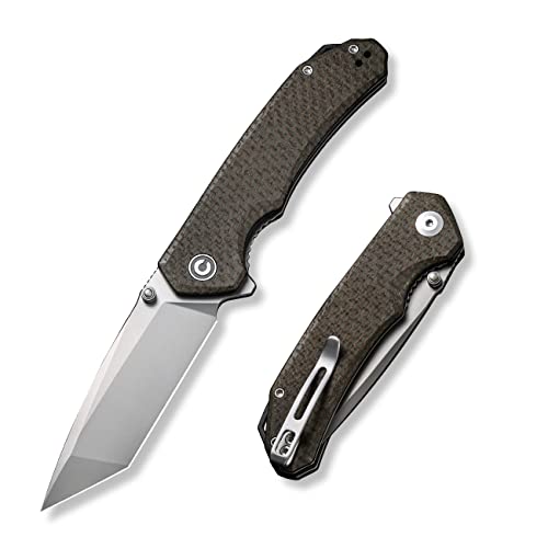 CIVIVI Brazen Pocket Knife,3.5-Inch Folding Knife Tanto D2 Blade,Micarta Outdoor Camping Hiking Knife with Thumb Studs and Flipper Opener,Unique Tool Gift for EDC Men Women C2023F