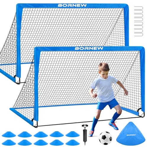Kids Soccer Goal for Backyard Set - 2 Set of 6X4 / 4X3 ft Toddler Soccer Nets Training Equipment, Soccer Ball, Pop Up Portable Soccer Set for Kids and Youth Games and Training Goals Ages 3-16 Gift