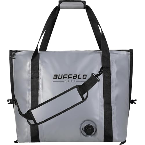 Buffalo Gear Insulated Fish Cooler - 27.5QT 58QT Waterproof Flat Bottom Bag, Leakproof and Fishing Kill Bag