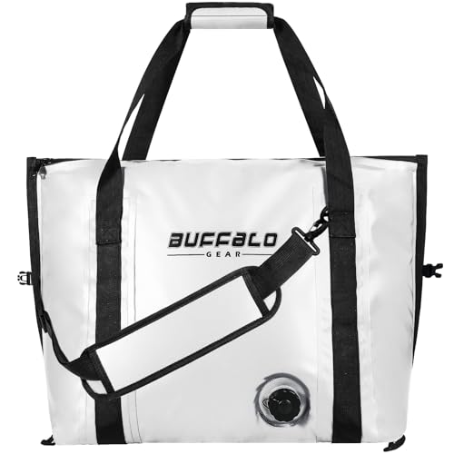 Buffalo Gear Insulated Fish Cooler - 27.5QT 58QT Waterproof Flat Bottom Bag, Leakproof and Fishing Kill Bag