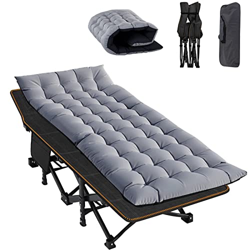 ABORON Camping Cot for Adult 28" Extra Wide, Heavy-Duty 1200D Oxford Cot for Sleeping, Portable Folding Camp Bed with Mat & Carry Bag