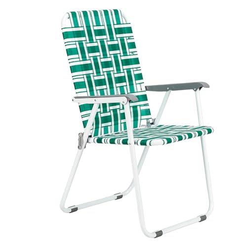 VINGLI Patio Lawn Webbed Folding Chairs1 Piece, Outdoor Beach Chair Portable Dining Chair for ir for Outdoor Yard, Garden(Green, Classic)