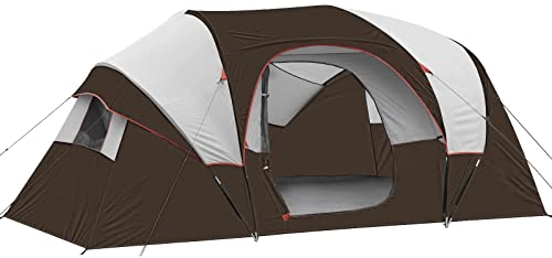 HIKERGARDEN 10 Person Camping Tent - Portable Easy Set Up Family Tent for Camp, Windproof Fabric Dome Tent Outdoor for Hiking, Backpacking, Traveling-14'x11'x74in(H)