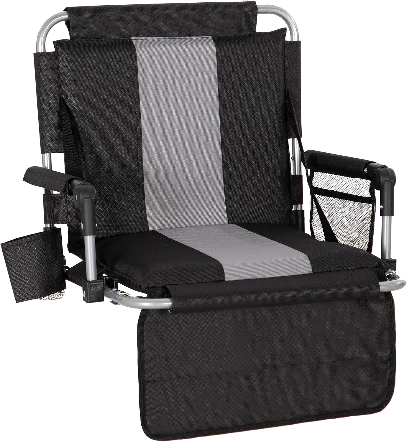LET'S CAMP Folding Stadium Seat Bleacher Chair with Cup Holder, Mesh Bag and Hide Hooks, Portable Stadium Chair with Back and Cushion