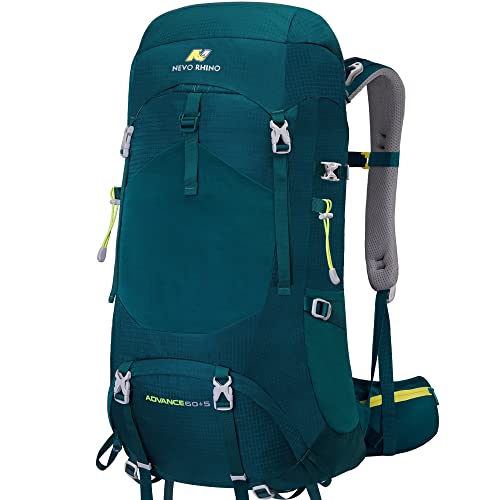 N NEVO RHINO Internal Frame Hiking Backpack 50/60/65/70/80L, Mountain Climbing Camping Backpack Daypack Waterproof Rain Cover