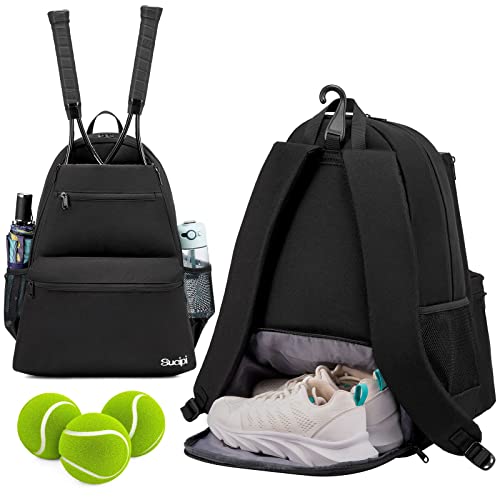 Sucipi Tennis Bag Professional Tennis Backpack for Men and Women Racket Bags Holds 2 Rackets with Ventilated Shoe Compartment