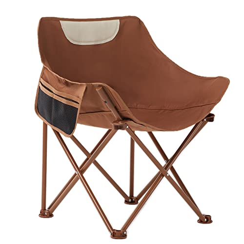 Portable Lightweight Compact Camping Foldable Chair with Carry Bag for Hiking Fishing Beach Brown