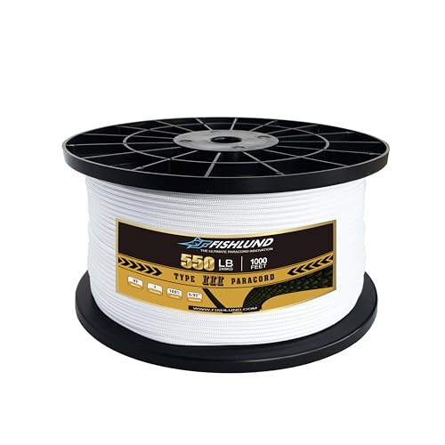 Paracord 550 lb, 7 Strand Paracord Rope 1000ft 4mm, Nylon Parachute Cord for Camping, White