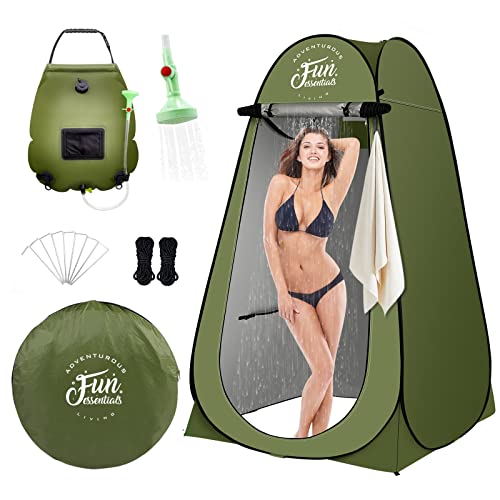 FUN ESSENTIALS Solar Shower Privacy Tent Kit