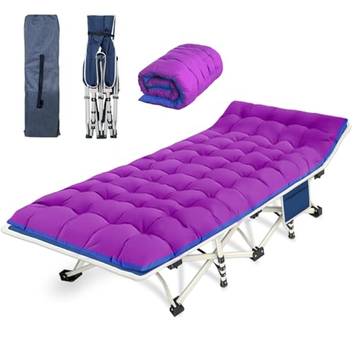 Camping Cot with Comfortable Mattress Cots for Sleeping with Pad Heavy Duty Camping Bed Sleeping Cot Include Carry Bag Camping Cots for Adults Home Office Nap Vocation Outdoor
