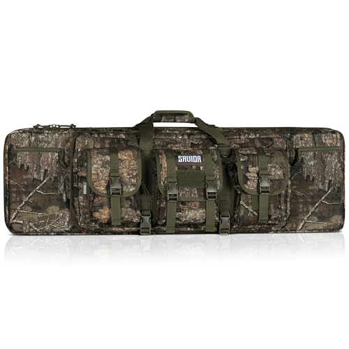 Savior Equipment American Classic Tactical Double Long Gun Bag Pistol Transportation Case w/Backpack Strap, Lockable Compartment, Available Length in 32" 36" 42" 46" 51" 55"
