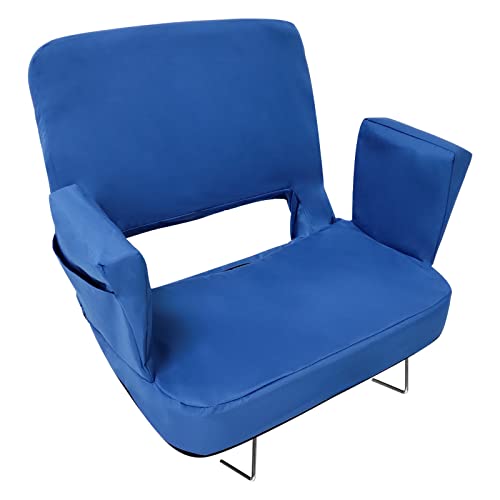 TOPSKY Stadium Seat with Back Support, 21.2in Total Width (19.5in Seat Area), 3 Reclining Positions, 2 Hooks and Armrests(Blue)