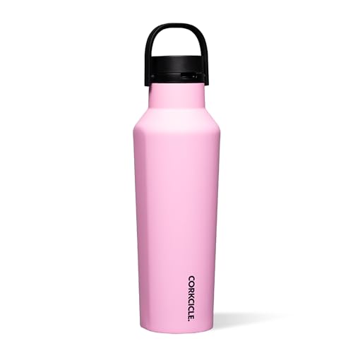 Corkcicle Sport Canteen - Keeps Drinks Cold 25 Hours - Stainless Steel Water Bottle - Triple-Insulated - Spill-Proof - Summer Drinkware Gift - Keeps Drinks Ice Cold - 20 oz - Sun-Soaked Pink