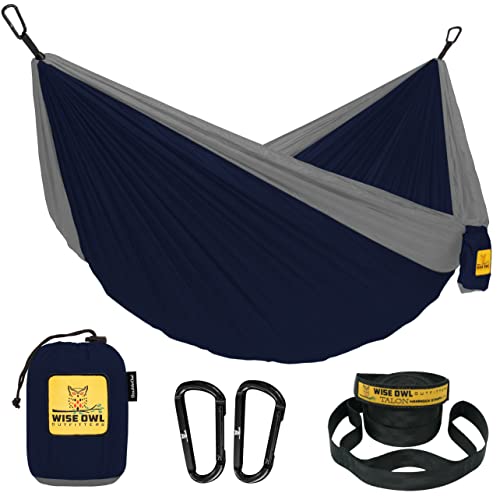 Wise Owl Outfitters Camping Hammock  500lbs Portable Hammock with Tree Straps - Travel, Backpacking, Hiking, Outdoors Camping Gear - Single or Double