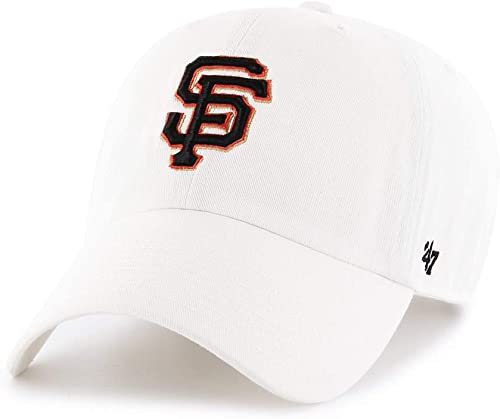 47 MLB White Team Color Primary Logo Clean Up Adjustable Strap Hat Cap, Adult One Size Fits All