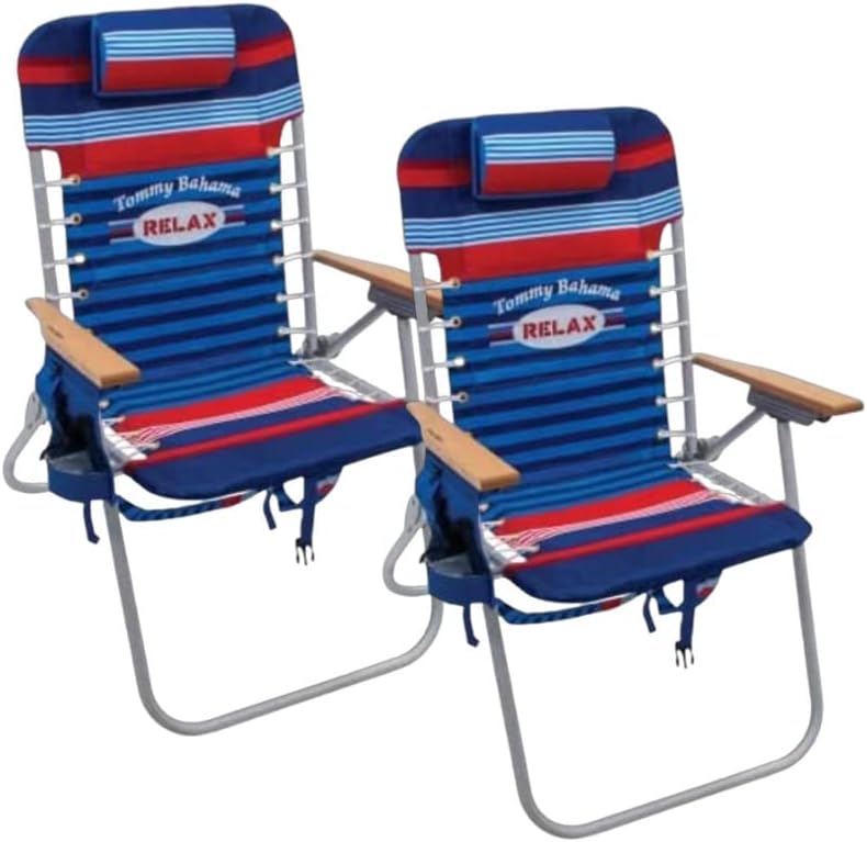 Tommy Bahama Hi-Boy 17" Seat Height 4-Position Lace-Up Suspension Folding Beach Backpack Chair