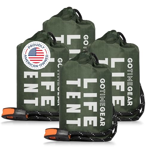 Go Time Gear Survival Life Tent  2 Person Mylar Emergency Shelter Tube Tent + Paracord  All-Weather Protection for Camping, Hiking, & Survival Kits  Includes Emergency Whistle