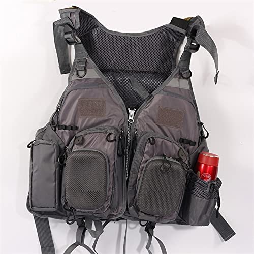 JKSPORTS Fly Fishing Vest - Fishing Safety Life Jacket for Swimming, Sailing, Boating, Kayak - Floating Multifunction Breathable Backpack for Men and Women - Adjustable, Grey/Green/Red/Blue