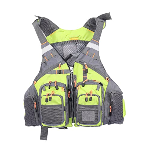 JKSPORTS Fly Fishing Vest - Fishing Safety Life Jacket for Swimming, Sailing, Boating, Kayak - Floating Multifunction Breathable Backpack for Men and Women - Adjustable, Grey/Green/Red/Blue