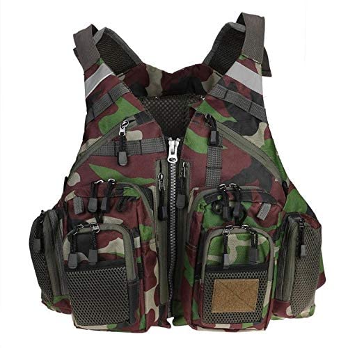 JKSPORTS Fly Fishing Vest - Fishing Safety Life Jacket for Swimming, Sailing, Boating, Kayak - Floating Multifunction Breathable Backpack for Men and Women - Adjustable, Grey/Green/Red/Blue