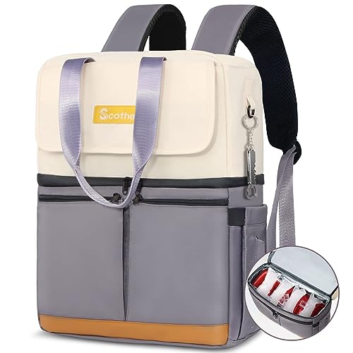 Backpack Cooler with Double Decker & 12 Ice Packs- Keeps 36 Cans Cold for Up To 24 Hours- Waterproof & Leak Proof Insulated Cooler Backpack- Stylish Cooler Bookbag for Women Travel Work Beach