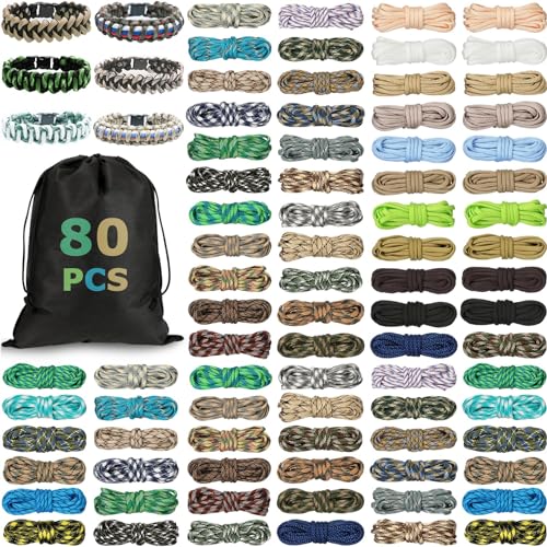 Riakrum 80 Pcs Paracord 550 10 Feet