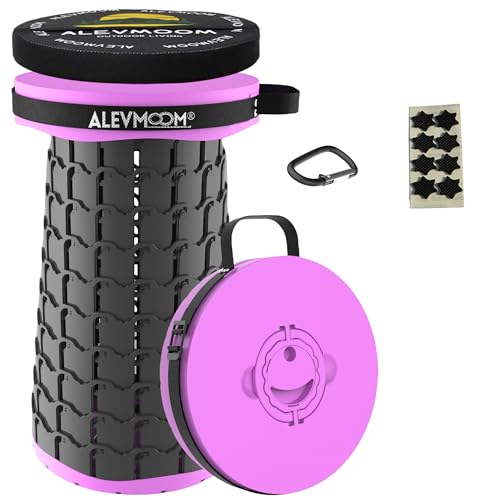 ALEVMOOM Upgraded 19.7" XXL Collapsible Stool with Cushion, Portable Telescoping Stool Capacity 1000lbs Heavy Duty Retractable Folding Chair for Adults for Camping Fishing Hiking BBQ