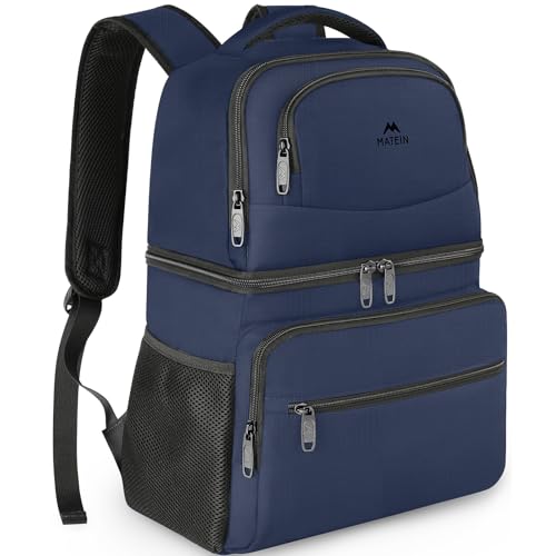 Cooler Backpack, 26 Cans Insulated Lunch Backpack for Man Women, Leakproof Double Layer Lunch Cooler Bag Lightweight Soft Lunch Backpack with Cooler Compartment, Beer Gifts for Beach Camping Hiking