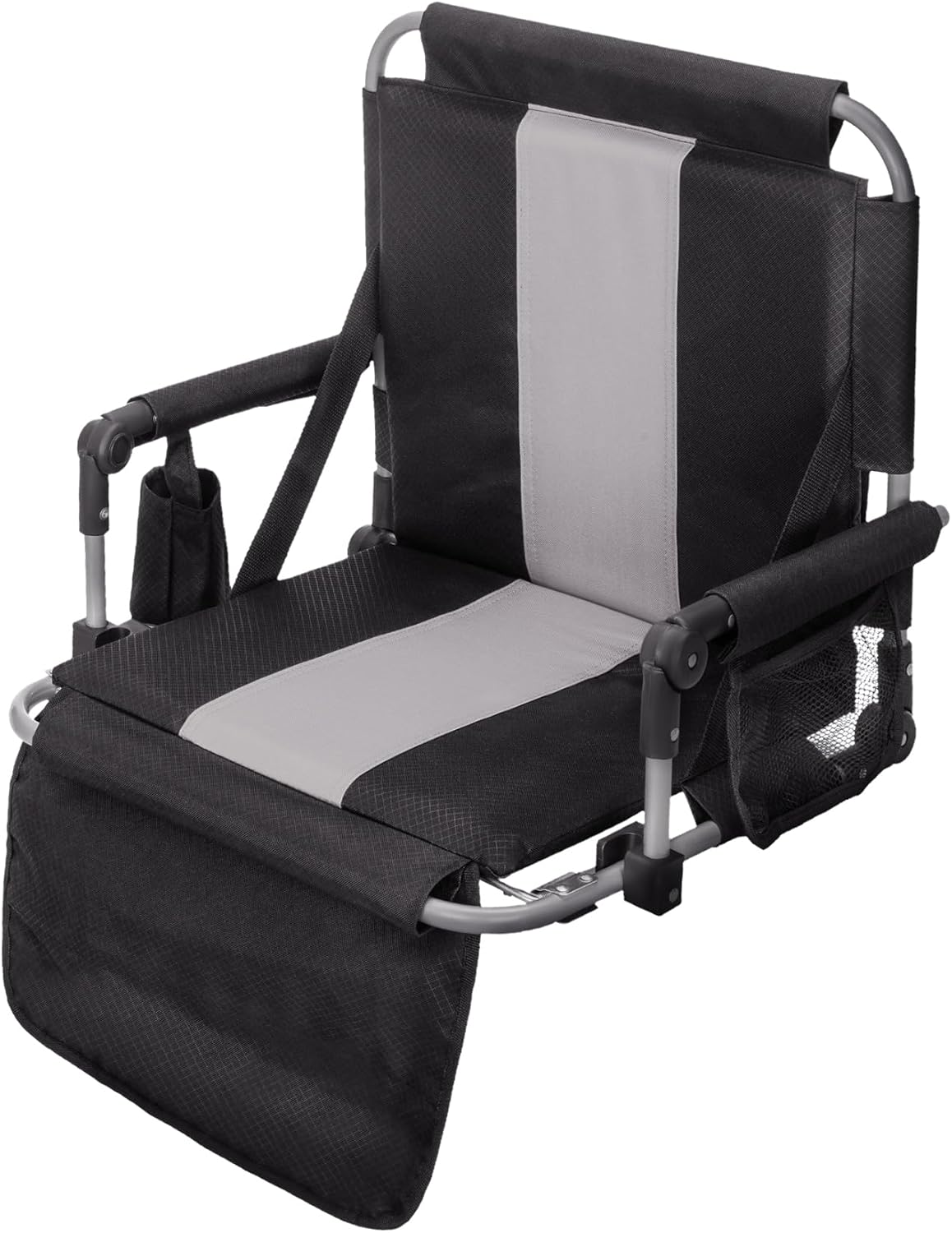 GREEN PARTY Stadium Seat for Bleachers Portable Outdoor Floor Folding Stadium Chair with Armrest, Back Support, Cup Holder, Mesh Bag and Hide Hooks