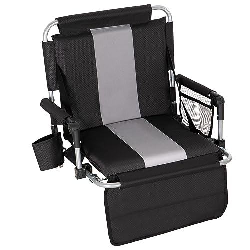 HIGH POINT SPORTS Foldable Stadium Seat Portable Folding Stadium Chairs Padded Bleacher Seat Cushion Bleacher Chair with Armrest and Cup Holder