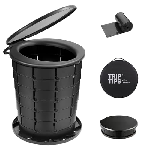 TRIPTIPS Upgrade Retractable Portable Toilet Travel Toilet Adjustable Height Camping Toilet Portable Potty for Adults Kids, Foldable Portable Toilet for Camping/Car