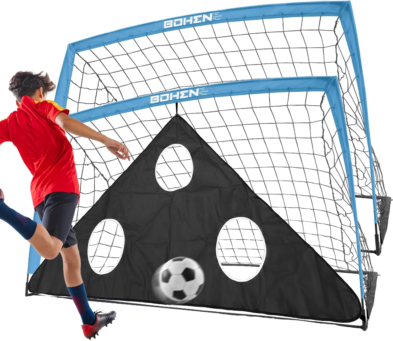 BOHEN 6x4FT Portable Soccer Goal for Kids Backyard with Carry Bag - Easy Folding Lightweight Fun for Outdoor Indoor Training Games for Teen Youth Adult
