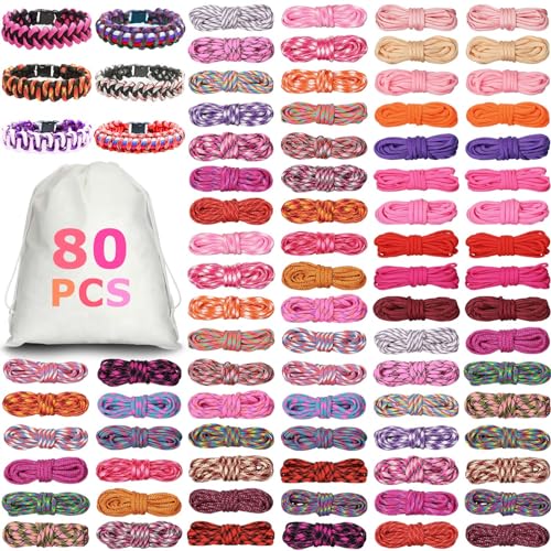 Riakrum 80 Pcs Paracord 550